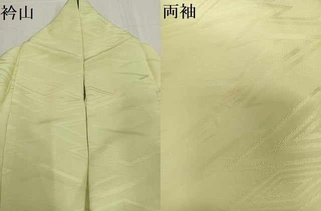 平和屋着物●上質な色無地 菱地紋 若菜色 正絹 逸品 AABD9860ph