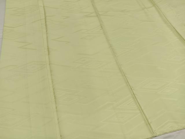 平和屋着物●上質な色無地 菱地紋 若菜色 正絹 逸品 AABD9860ph
