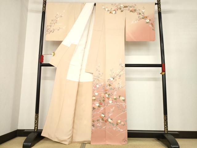 平和屋着物●訪問着 友禅 作家物 枝花文 暈し染め 金彩 正絹 逸品 AABD9881ck