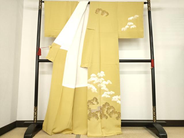 平和屋着物●訪問着 友禅 風景松文 正絹 逸品 AABD9945ck