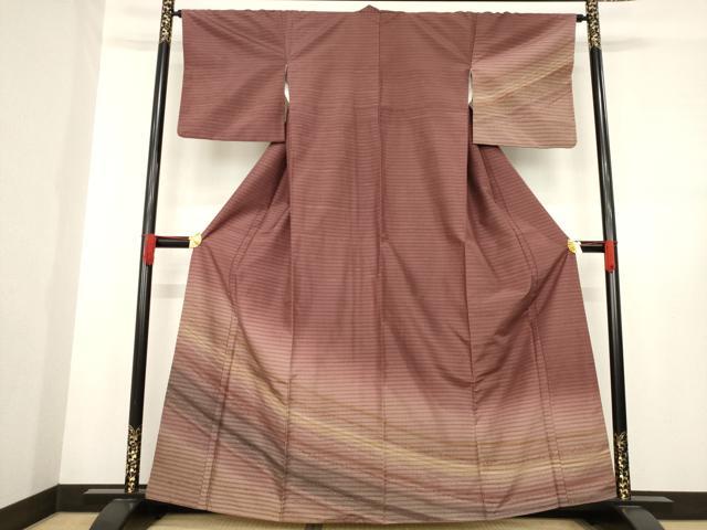 平和屋着物●訪問着 紬地 霞文 暈し染め 正絹 逸品 AABD9950ck
