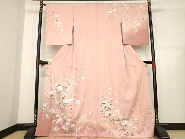 平和屋着物●訪問着 草花文 暈し染め 金彩 正絹 逸品 AABH7030ck