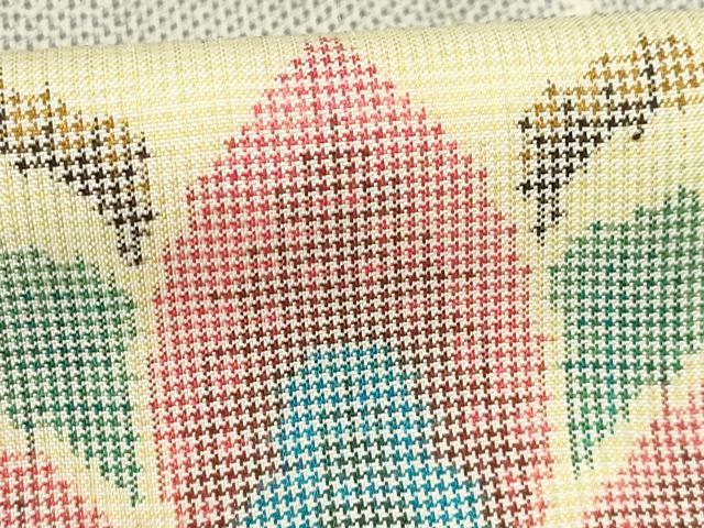 平和屋着物●本場大島紬 白大島 一元7マルキ 市松花文 正絹 逸品 AABD9954ck