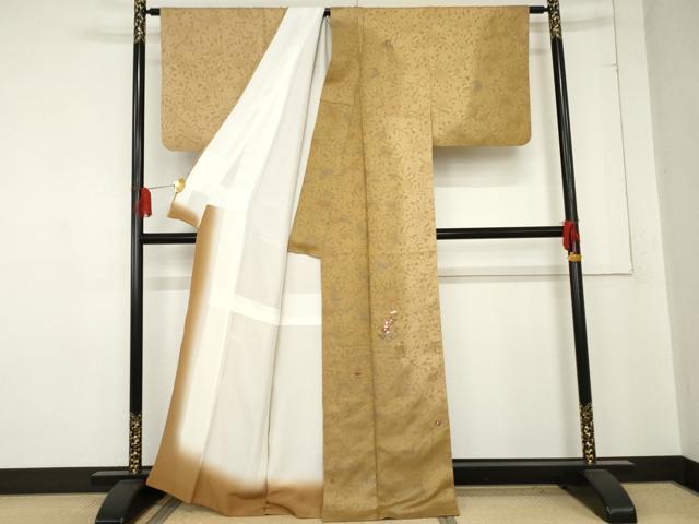 平和屋着物●訪問着 刺繍 辻が花 花蔦の葉文 暈し染め 金糸 正絹 逸品 AABE0012cs