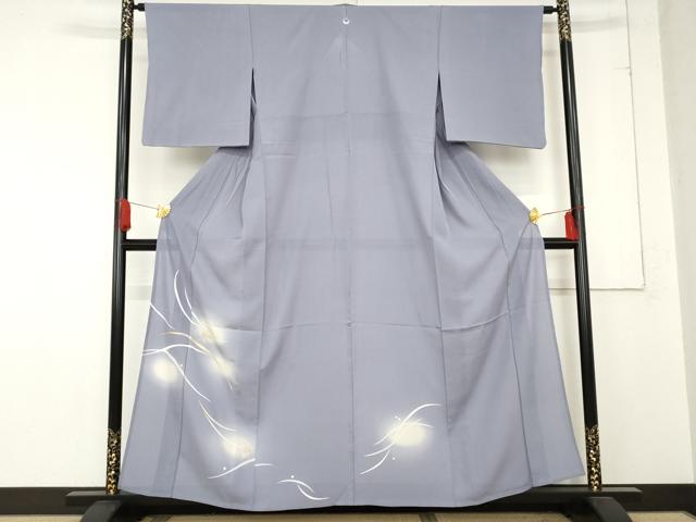 平和屋着物*夏物 訪問着 刺繍 草花文 暈し染め 金糸 金彩 正絹 逸品 AABE0038cs