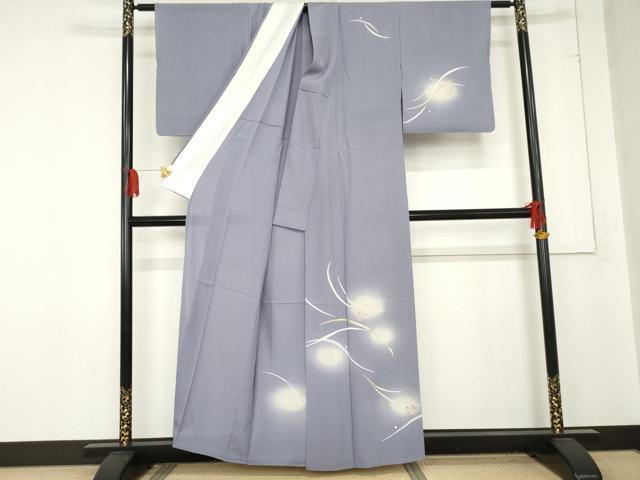 平和屋着物*夏物 訪問着 刺繍 草花文 暈し染め 金糸 金彩 正絹 逸品 AABE0038cs
