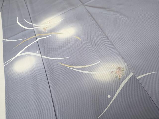 平和屋着物*夏物 訪問着 刺繍 草花文 暈し染め 金糸 金彩 正絹 逸品 AABE0038cs