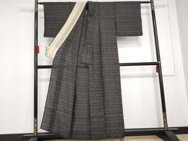 平和屋着物*夏物 石川県指定無形文化財 能登上布 本麻手織上布 幾何学花文 麻麻逸品 AABE0047cs