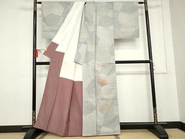 平和屋着物●訪問着 紬地 刺繍 切嵌吉祥文 正絹 逸品 AABE0082cs
