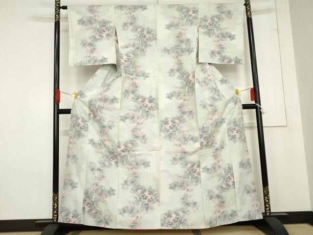 平和屋着物●上質な紬 花唐草文 正絹 逸品 未使用 AABE0090cs