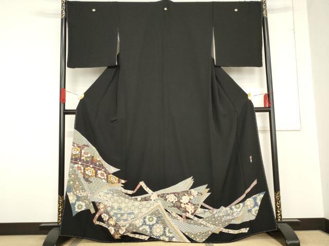 平和屋着物○十日町友禅作家 村松竜介 黒留袖 正倉院更紗花