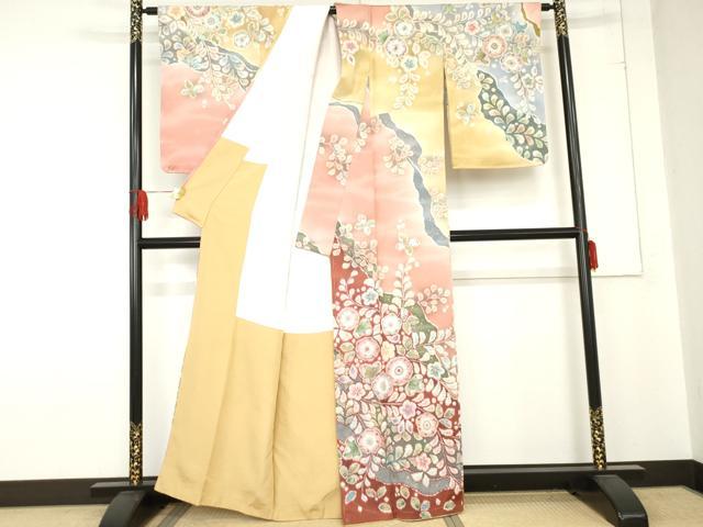 平和屋着物●越後十日町の一流染匠 桐屋・翠山工房 訪問着 辻が花 絞り 暈し染め 金彩 銀通し地 正絹 逸品 未使用 AABE0152cs