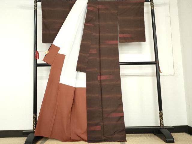 平和屋着物●本場大島紬 霞横段文 正絹 逸品 未使用 AABE0198cs