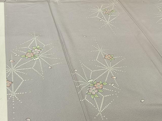 平和屋着物▽上質な小紋 単衣 舞花文 ロング丈 正絹 逸品 AABE0204jh