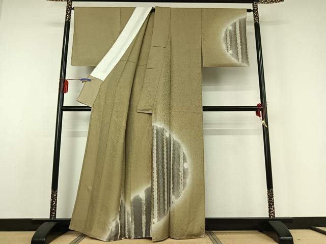平和屋着物▽林淳一 訪問着 単衣 刺繍 雪輪文 暈し染め 金彩 金糸 正絹 逸品 AABK4620cs