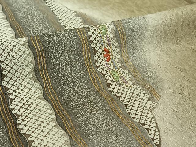 平和屋着物▽林淳一 訪問着 単衣 刺繍 雪輪文 暈し染め 金彩 金糸 正絹 逸品 AABK4620cs