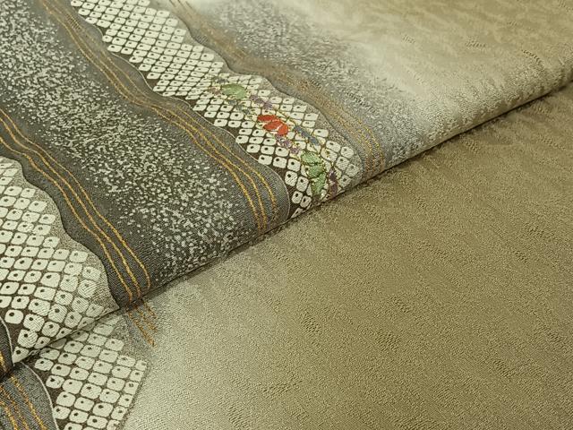 平和屋着物▽林淳一 訪問着 単衣 刺繍 雪輪文 暈し染め 金彩 金糸 正絹 逸品 AABK4620cs