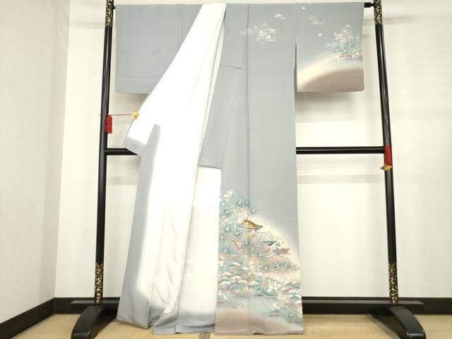 平和屋着物●訪問着 風景花文 暈し染め 正絹 逸品 AABE0251ck