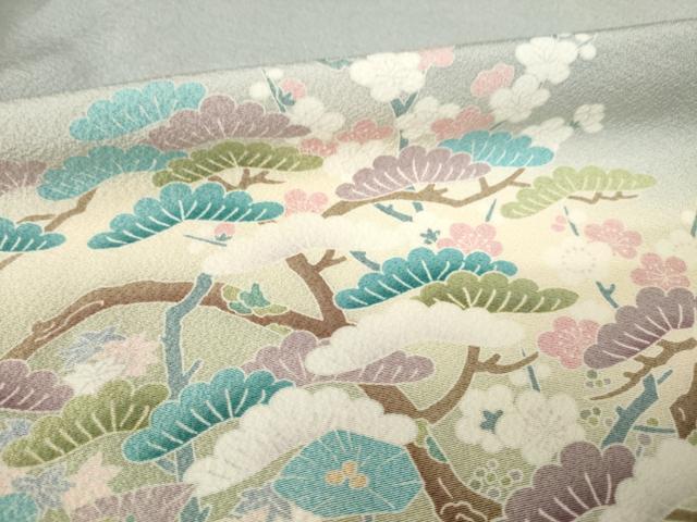 平和屋着物●訪問着 風景花文 暈し染め 正絹 逸品 AABE0251ck