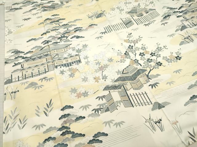 平和屋着物●本場染大島紬 訪問着 風景文 正絹 逸品 AABE0289ck