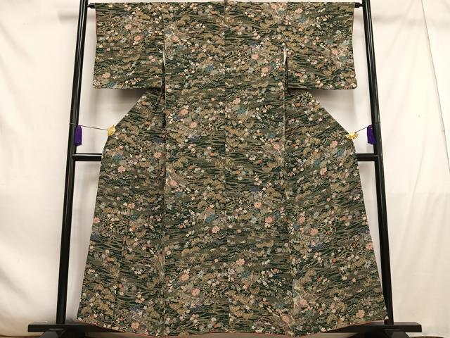 平和屋着物■上質な小紋 風景草花文 正絹 逸品 AABE0411oa