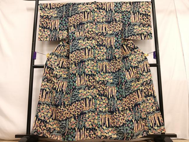 平和屋着物■上質な小紋 草花文 正絹 逸品 未使用 AABE0490oa