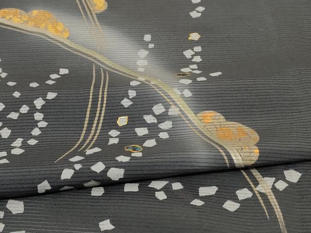 平和屋着物*夏物 訪問着 絽 螺鈿 雲取り芝文 暈し染め 金彩 正絹 逸品 AABE0645jd