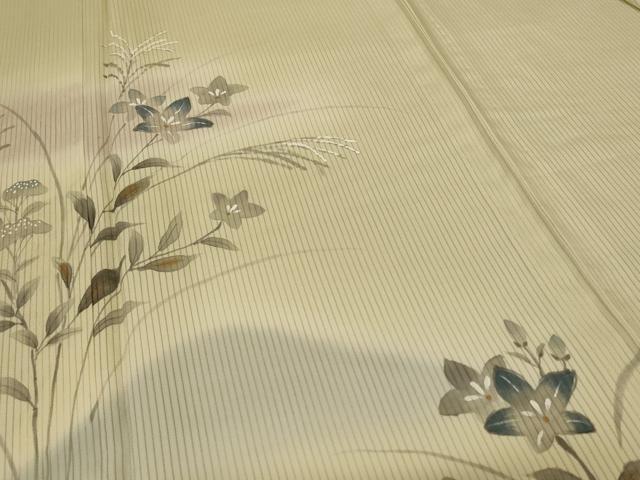 平和屋着物*夏物 訪問着 縦絽 風景草花文 暈し染め 正絹 逸品 AABE0655jd