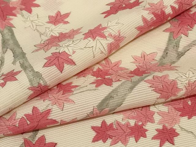 平和屋着物*夏物 小紋 絽 楓 正絹 逸品 AABE0675jd