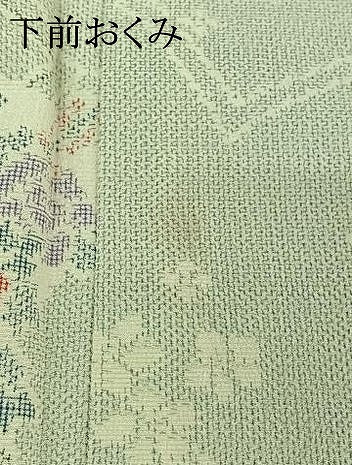 平和屋着物▽本塩沢 単衣 草花文 正絹 逸品 AABE0681jh