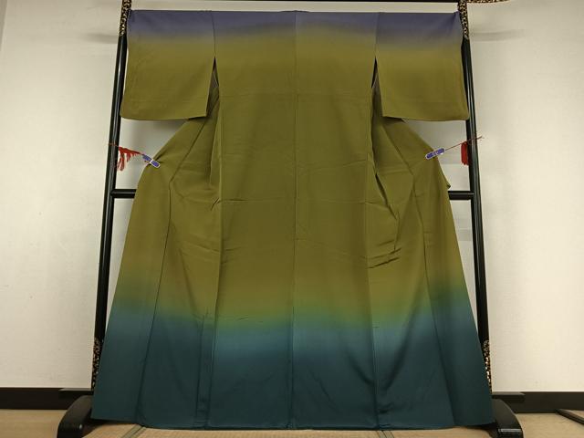 平和屋着物▽訪問着 単衣 霞文 暈し染め 正絹 逸品 AABE0687jh