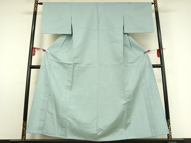 平和屋着物▽上質な紬 単衣 水色 正絹 逸品 AABE0689jh