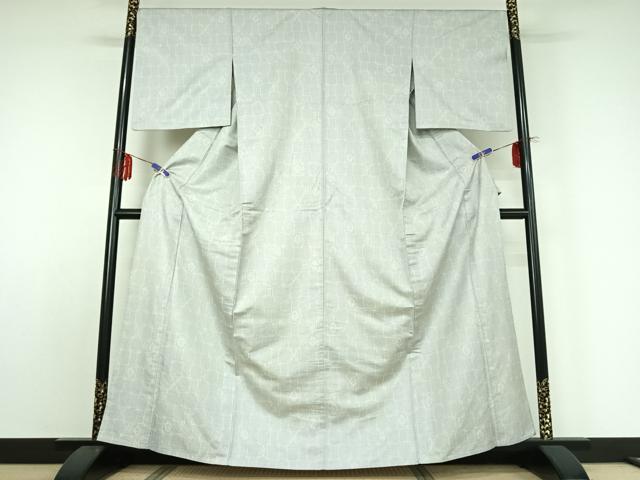 平和屋着物▽お召 単衣 幾何学文様 やまと誂製 正絹 逸品 AABE0704jh