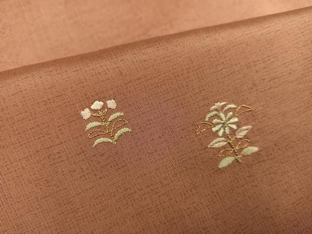平和屋着物●本場大島紬 訪問着 刺繍 草花文 金銀糸 正絹 逸品 AABE0726ph