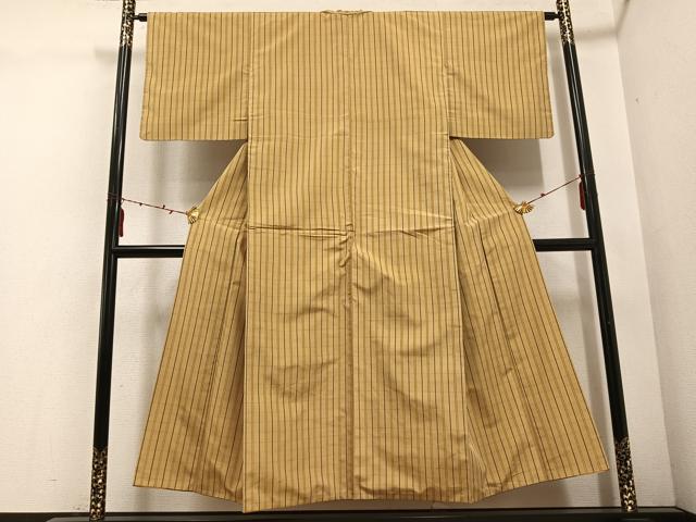 平和屋着物●上質な紬 格子 正絹 逸品 AABE0738ph