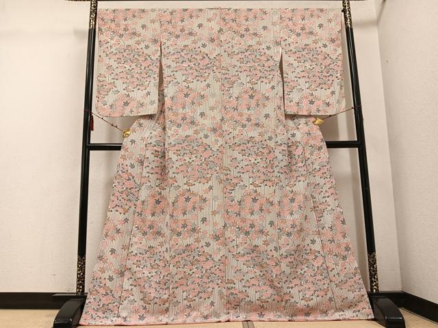 平和屋着物●上質な小紋 型染め 草花文 正絹 逸品 AABE0740ph
