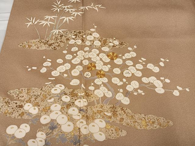 平和屋着物●訪問着 駒刺繍 草花文 金彩 正絹 逸品 AABE0767ph