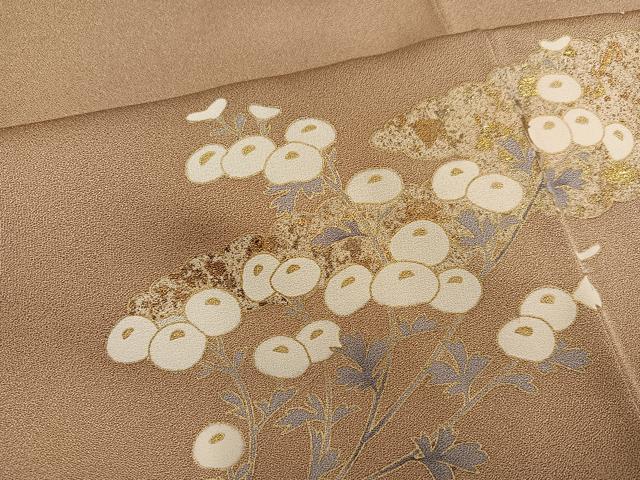 平和屋着物●訪問着 駒刺繍 草花文 金彩 正絹 逸品 AABE0767ph