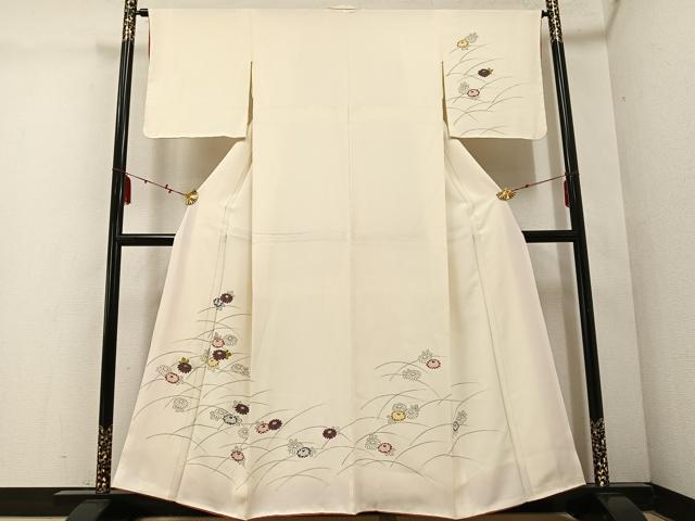 平和屋着物●訪問着 刺繍 舞花文 金糸 正絹 逸品 AABE0800ph