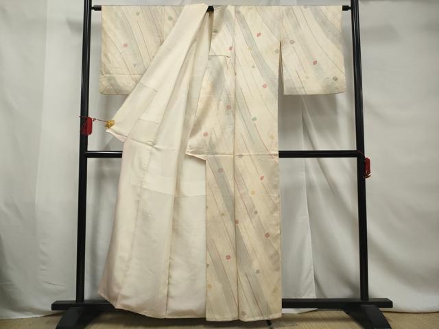平和屋着物■上質な小紋 舞花文 銀彩 正絹 逸品 AABE0860gw