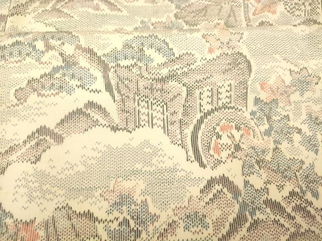 平和屋着物■上質な紬 御所車風景文 正絹 逸品 AABE1009fw