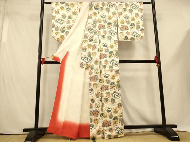 平和屋着物■上質な小紋 草花丸文 正絹 逸品 AABE1151fw