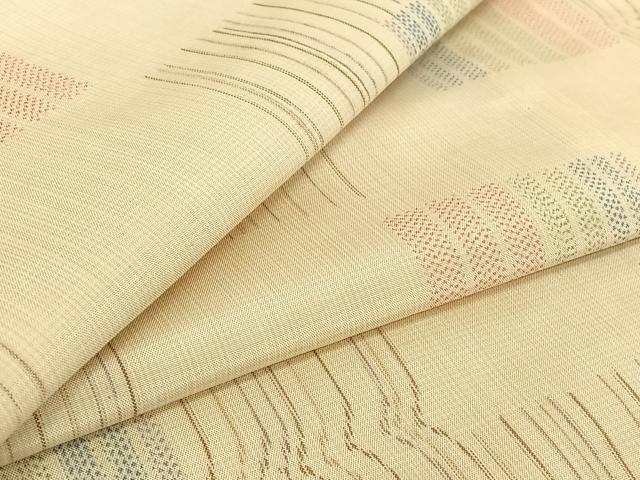 平和屋着物▽本場大島紬 単衣 幾何学文様 正絹 逸品 AABE1172jh