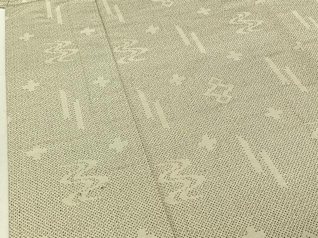 平和屋着物▽上質な紬 単衣 流水松皮菱文 正絹 逸品 AABE1175jh