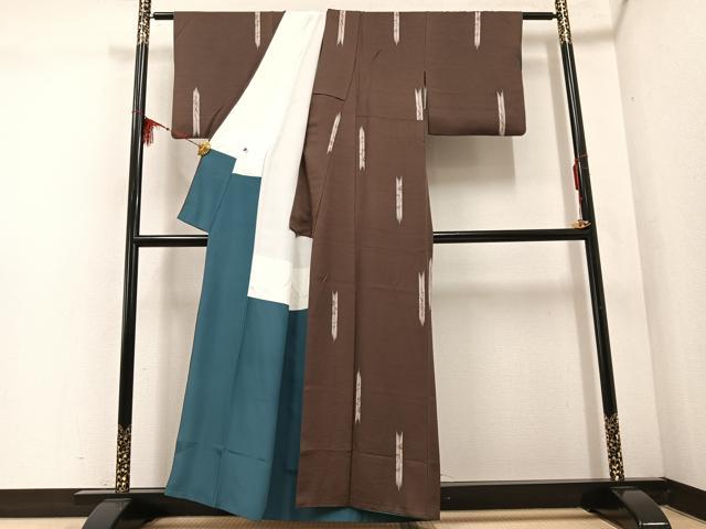 平和屋着物●上質な小紋 草花文 正絹 逸品 AABE1221ph
