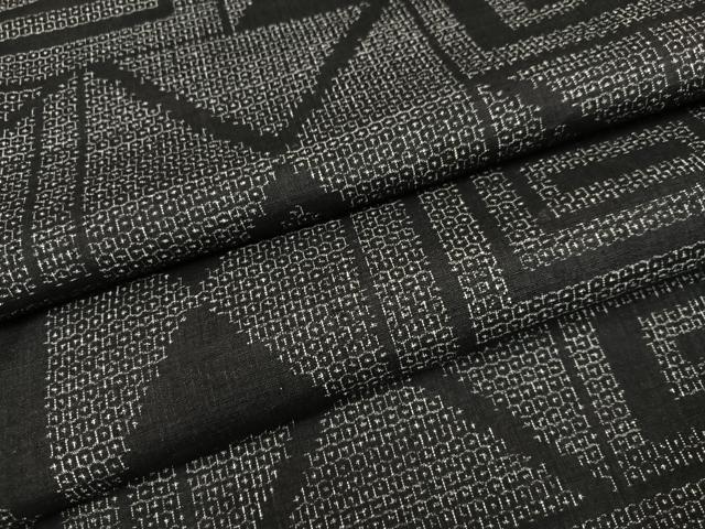 平和屋着物●結城紬 80亀甲 幾何学文様 正絹 逸品 AABE1230ph