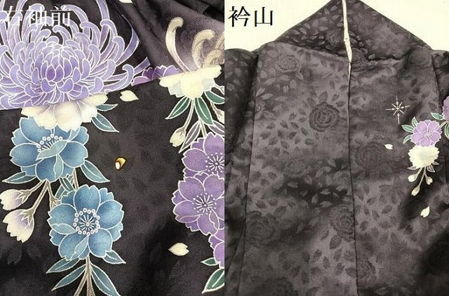 平和屋着物●訪問着 花尽くし 暈し染め 銀彩 ロング丈 洗える着物 AABE1245ph