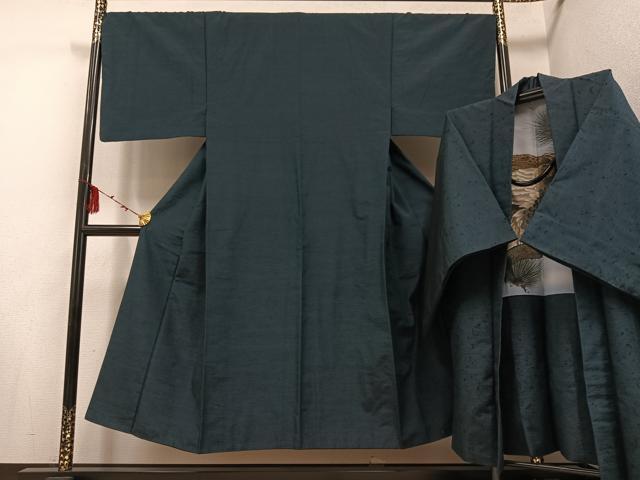 平和屋着物●男性 紬 アンサンブル 色無地 褐返し色 正絹 逸品 AABE1253ph