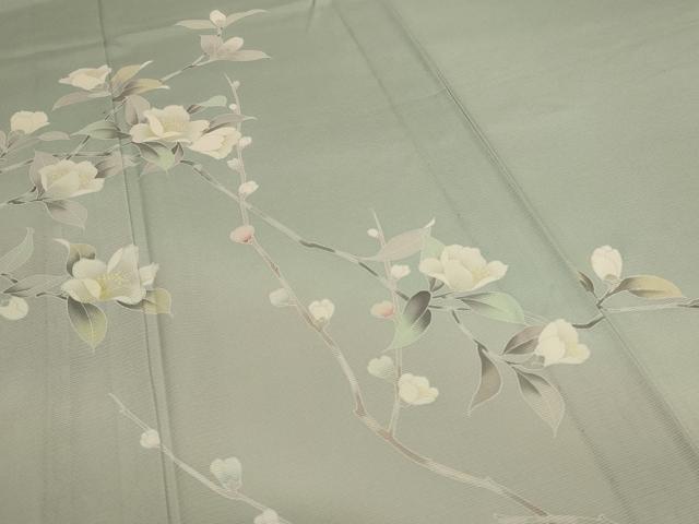 平和屋着物*夏物 訪問着 絽 友禅 枝花文 暈し染め 正絹 逸品 AABE1287jd