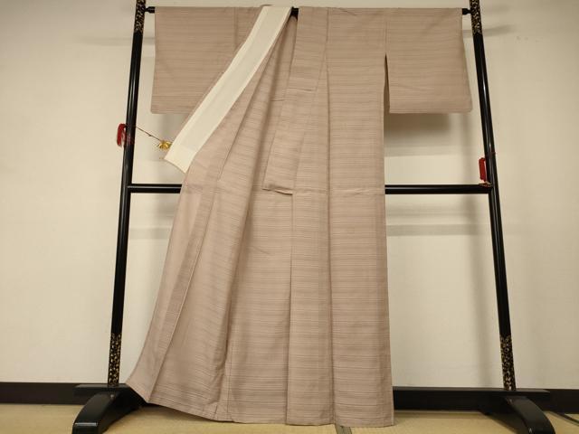 平和屋着物*夏物 銀座きしや 色無地 絽 白茶色 たとう紙付き 正絹 逸品 AABE1293jd
